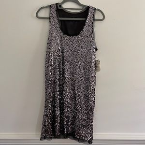 AQUA silver sequin mini dress